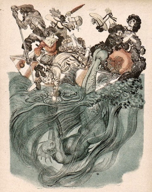 Danube Swirl.Illustration by Julius Diez (1870-1957) for German art magazine, Jugend. 1902.