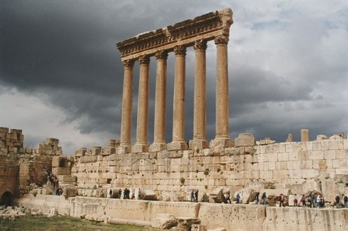 historyfilia:The remaining columns of the Temple of Jupiter at Baalbek, Lebanon