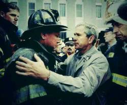 lifeaccordingtomarge:  drinkingwhiskeyindixie: findmedownsouth:  Say what you want about his policies but this man loved his country and the men who selflessly served it.  Always reblog W. and firefighters   Dubya &lt;3