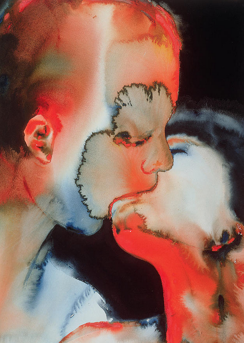 blue-voids:  Graham Dean - Close-Up Kiss, watercolor on paper, 1988