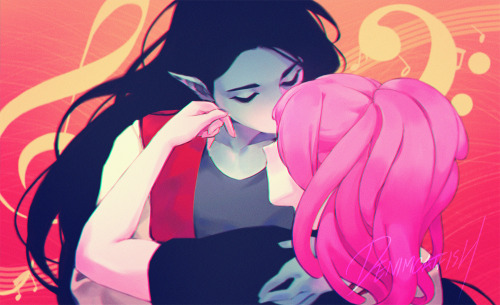 Because forehead kisses are the best #bubbline#princess bubblegum#marceline#wlw
