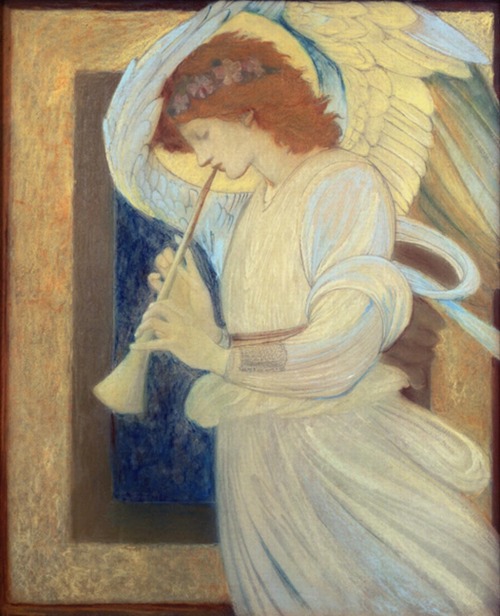 1-An Angel Playing a Flageolet.Date unknown.Watercolor and gouache on paper.Private collection.2-An 