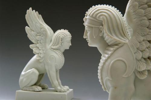 Franz Andreas Weger, Sphinx, 1800-10. Bisque porcelain. Meissen, Germany. Via skd.museum Dresden.Weg
