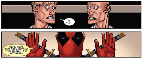 superheroes-or-whatever:   marcelines-pet:  of-castles-and-converses:  itsdeepforhappypeople:  Awwwwwww cutie  that awkward moment when deadpool is a better person than you because you would have just stole the pizza and not given a fuck  dead pool isn’t