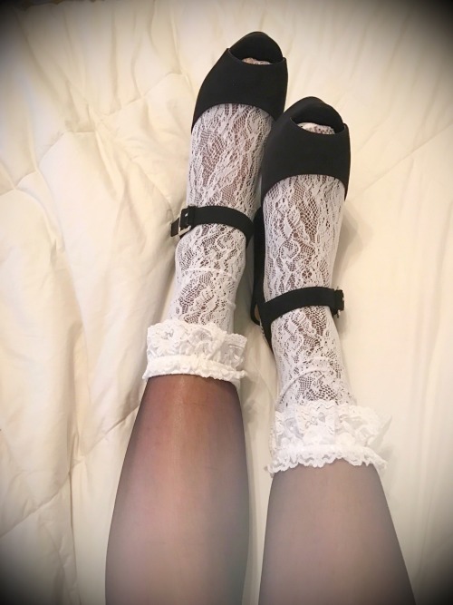 Logan bought these cute little lace socks. Of course he had to model them for me. Aren’t they 