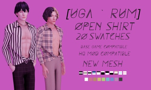  ~ Open shirt ~ - new mesh; -base game compatible; -HQ mod compatible; -20 swatches TERMS OF USE - c