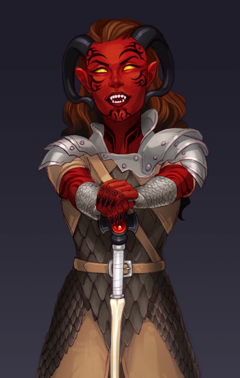 looceyloo: Commission for @dnd-homebrew5e of Astara, the Tiefling Battle Master Fighter!I lub her fa