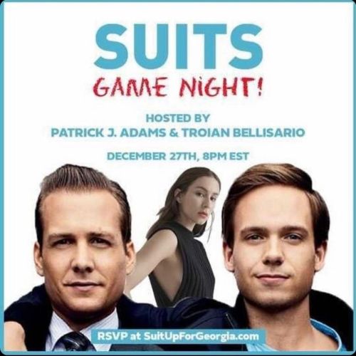 Time to #SuitUpForGeorgia! The CAST of SUITS is getting together 12/27 at 8pm ET for a Suits-themed 