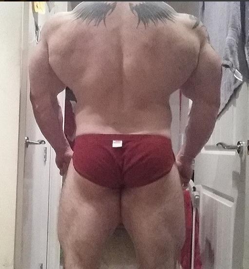 needsize:  Thick back on your basic juiced built gym muscle.Charlie Barrett