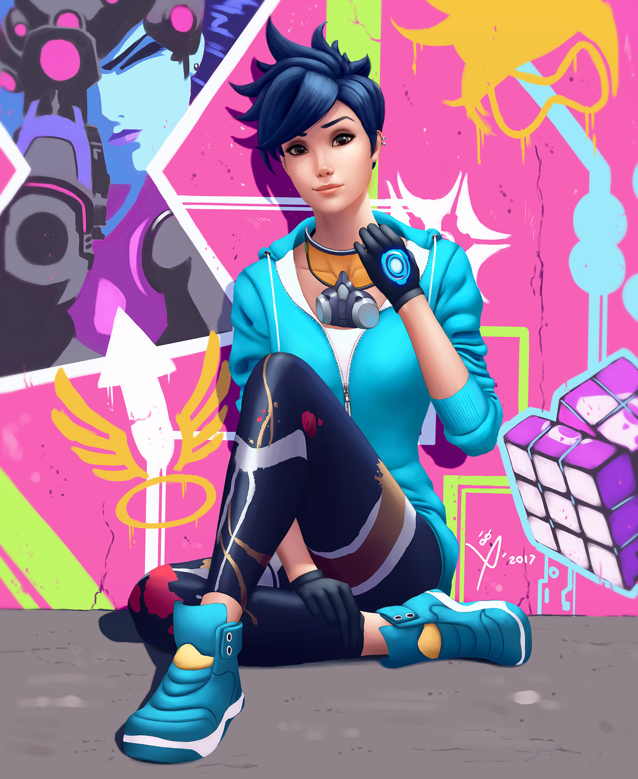 Overwatch Tracer Costume Graffiti Skin