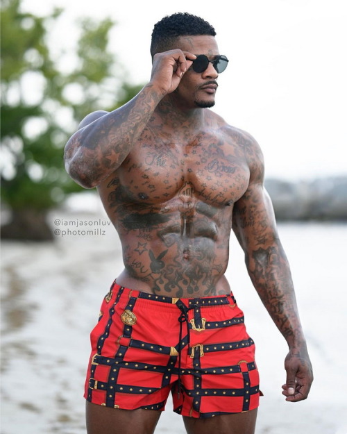 blackmenrule: For The Luv Of JasonJason Luv is one sexy, tatted, muscle sex god. Expect to see him o