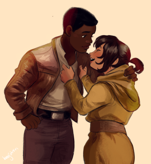 thingsfortwwings:bevsi:finn & rose[Image: Finn and Rose Tico chatting, face to face; Rose is clu