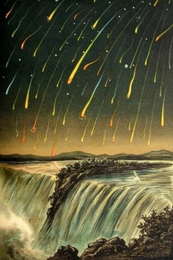 themagicfarawayttree:  Leonid Meteor Shower over Niagara Falls, 1833 