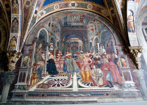 Pope Celestine III granting the privilege of autonomy to the Hospital by Domenico di Bartolo, 1441-4