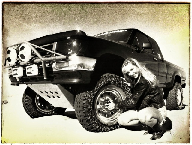 Model JoAnn Bush tryin' to change a Flat Tire?! haha :) 
For More Photos and Updates visit  :)