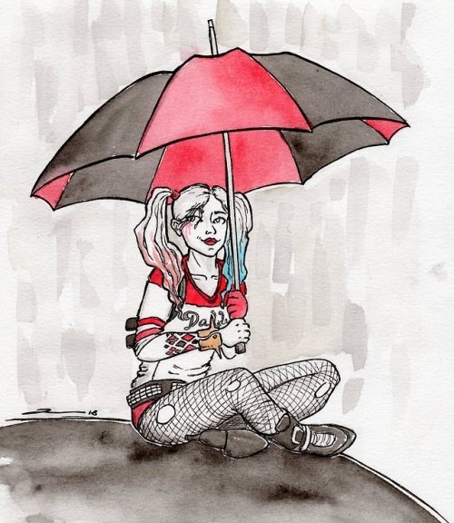 jesse-whitmore-art:Harley Quinn in watercolor for one of my supporters!