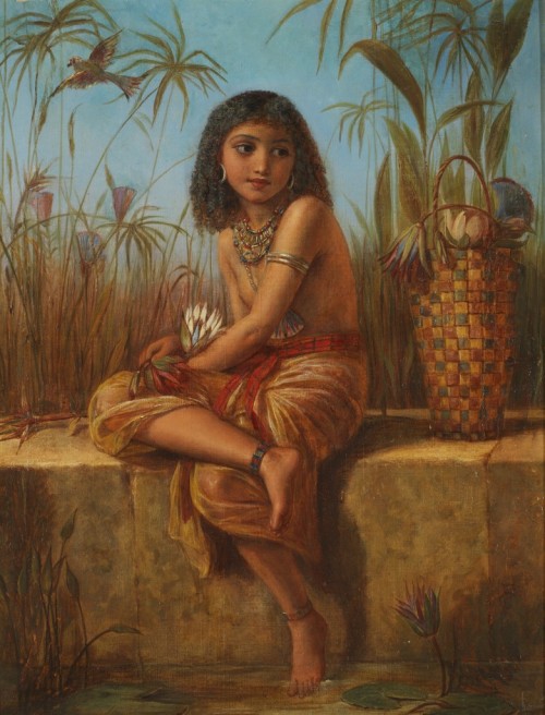 spiritsdancinginthenight:egyptian flower girl, frederick goodall (1822-1904).