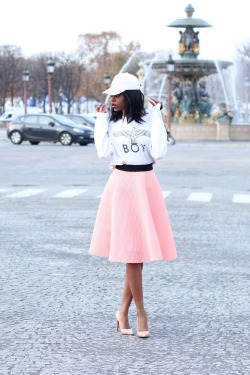 blackfashion:  Hello ladies :) you can discover the pink skirt takeover on the blog : http://bit.ly/23cPnKP 