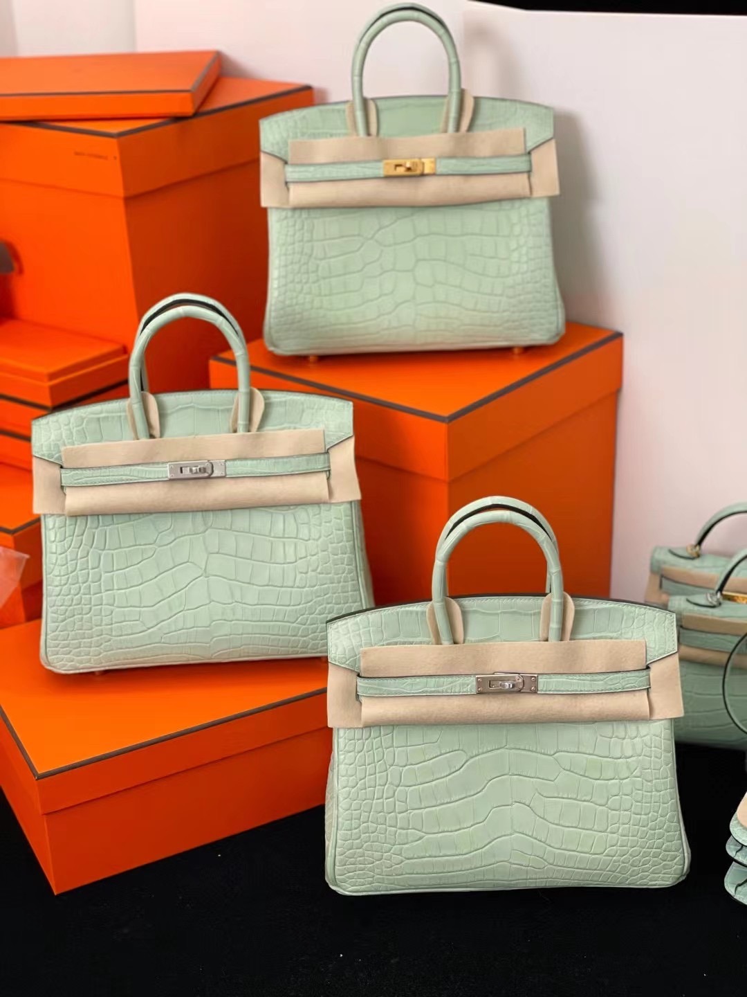 NEW HERMES 6U VERT D'EAU MATTE CROCODILE MINI KELLY II 20