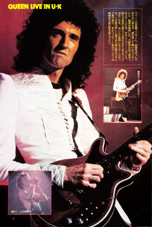 fuckyeahmercury:Queen live in UK – 1978Japanese clippings from ‘Music Life’ magazine