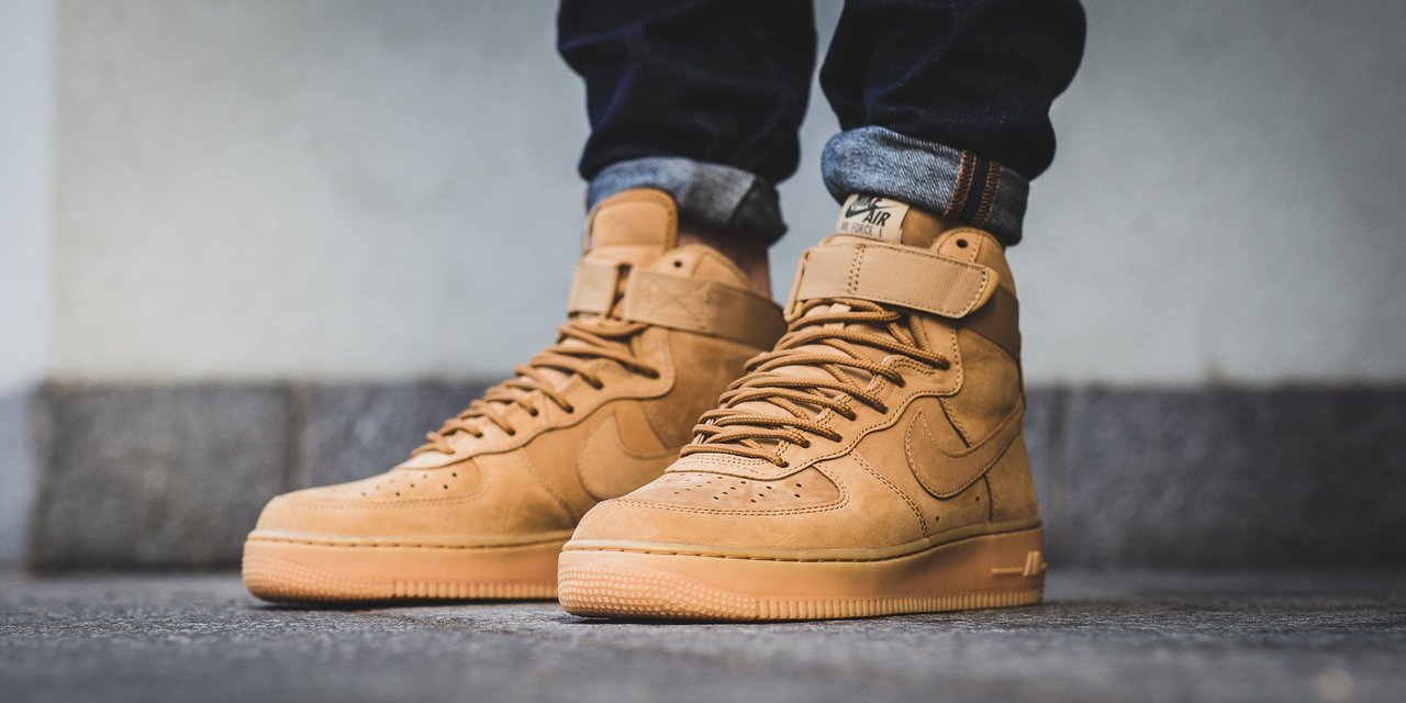 nike air force 1 high flax on feet