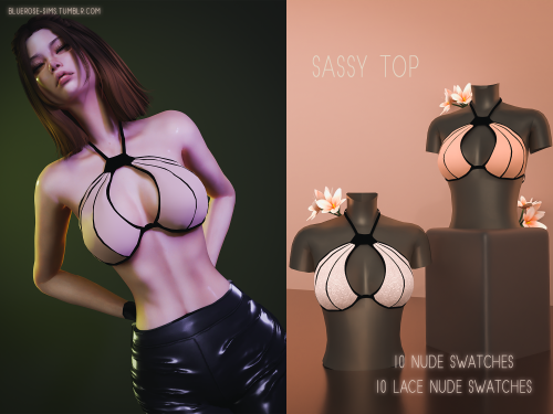 bluerose-sims:Collection #115New Meshes All lodsAll mapsCustom thumbnailCompatible with HQ and Base GamePatreon ExclusiveRosse Underboob Shirt Akali JacketEarly Access (26 DECEMBER)Sassy PantsSassy Top (Lace and Solid Nude colors)Akali OutfitPlease don’t