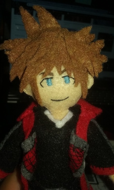 Finally finished my Kh3 Sora felt doll, just in time for Kh3 Orchestra! #kh3 #feltdolls #sora #kingd