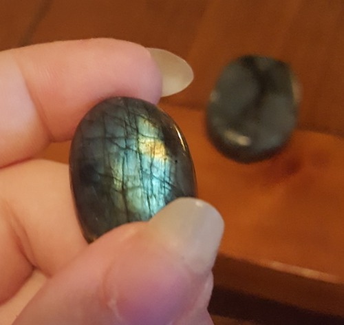 My Two Labradorites! Theyre My Favorite Stone, Though I Have Only These 2. The Big One Has Only A Little