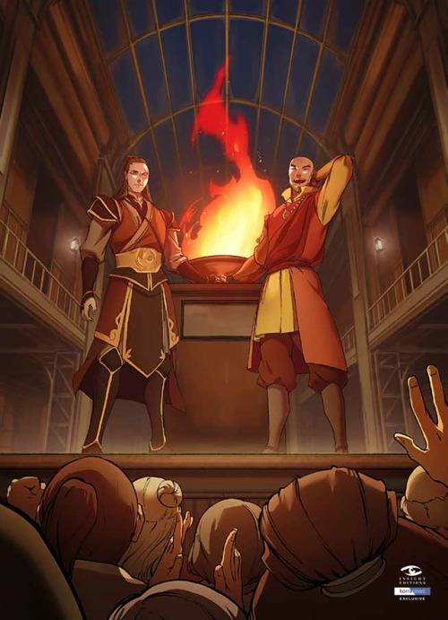 korranews:Aang and Zuko at an event in the early days of Republic City, from Avatar The Last Airbend