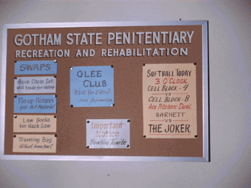gameraboy:  Gotham State Penitentiary softball league.Batman (1966), “The Joker