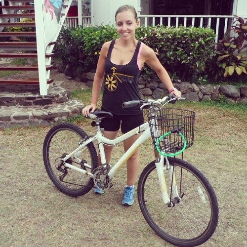 misschrisholmes: Reppin @the_handle_bar in #Moorea. Can’t wait to get back to class! #bicycle #later