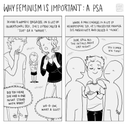 boyishgirls:   chromehearts:  A feminism comic I did for my uni’s newspaper. I wish I had a bit more time to work on it, but I’m pleased with how it came out considering the tight deadline.   Sometimes I want to force this into people’s heads. With
