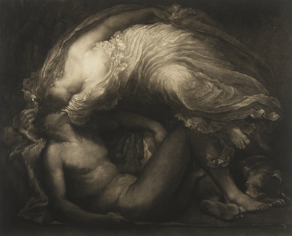 daughterofchaos:   Diana and Endymion by  Sir Frank Short, ca.  1891 