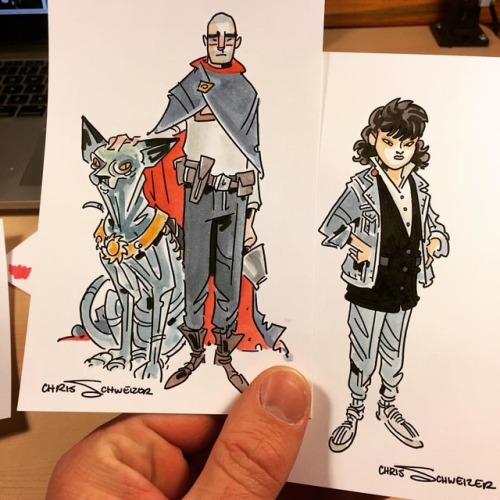 Couple of commissions: #TheWill (and #LyingCat) from #Saga, and Erin from #PaperGirls.