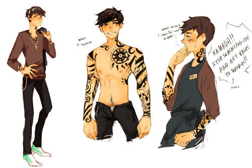 hitrashi:  ppl are into this au i cannot believe….. this hidashi au is now called the tattooed flower au ok? ok. thank u tumblr user kikudraws for the cute name anyways, here are refs?? some refs. i cant draw tattoos or bodies lmao bye