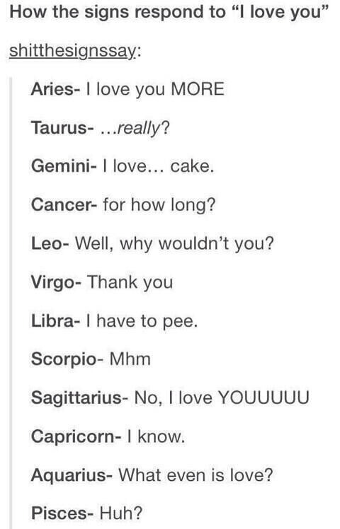 How The Signs Respond To "I Love You"