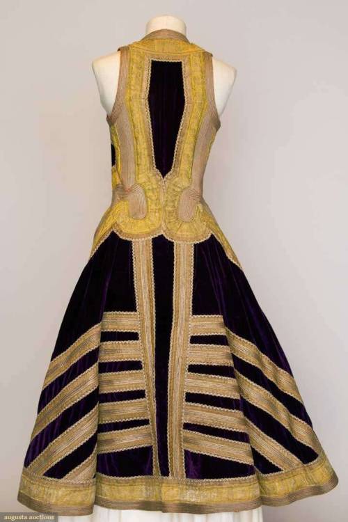 Women’s Embroidered Coat from Albania, 1900Source Sleeveless purple velvet with elaborate gold