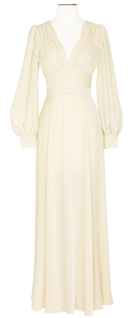 1940s Velvet Gown in Ivory, rayon/silk ...