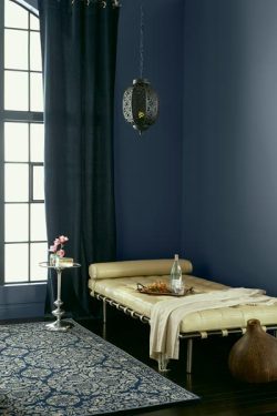 thisoldhouse:  Deeply covered walls and heavy sun-blocking curtains create a quiet sanctuary for relaxing. See more Pantone Bright Cobalt looks  ×