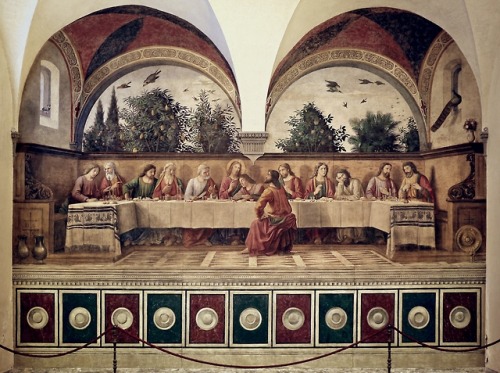 Domenico Ghirlandaio (Italian, 1448-1494), Cenacolo di Ognissanti - Ultima Cena (refectory of the Convent of Ognissanti - Last Supper), 1480; fresco, 400 x 880 cm; Florence