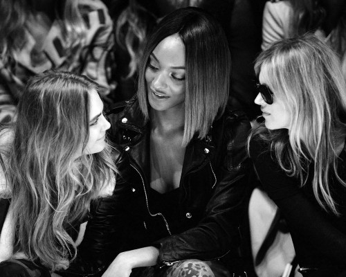 senyahearts:Cara Delevingne, Jourdan Dunn & Kate Moss - Front Row at Burberry Prorsum, Fall/Wint