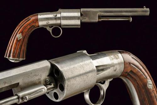 Rare transitional revolver in 8mm rimfire, from Liege Belgium, circa 1860-1870.from Czerny’s Interna