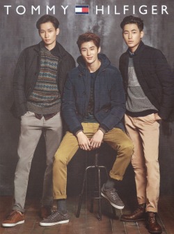 koreanmalemodels:  ICE, Byun Wooseok, and Shon Minho for Esquire X Tommy Hilfiger (cr: agencygarten)