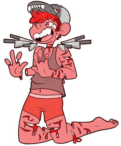 hamburgersteak: MAN I AM SO LATE goretober day 1: excessive gashes/lacerations