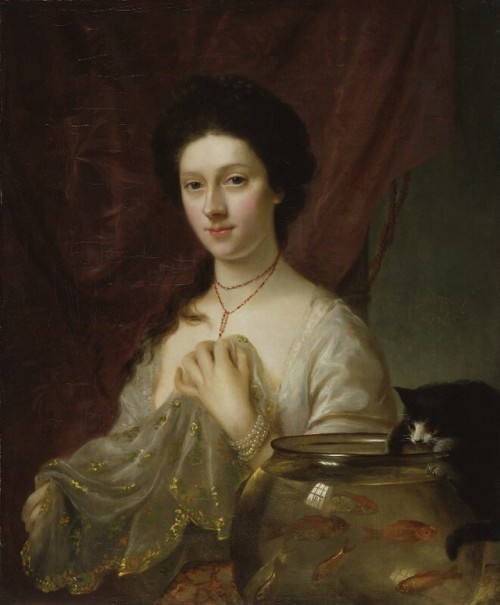 Kitty Fisher (1765). Nathaniel Hone (Irish, 1718-1784). Oil on canvas. NPG, London.Dark blue eyes, d