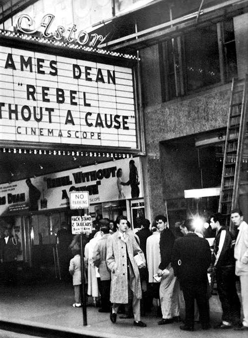 jamesdeaner:  Rebel Without a Cause opens at the Astor theater in New York City, October