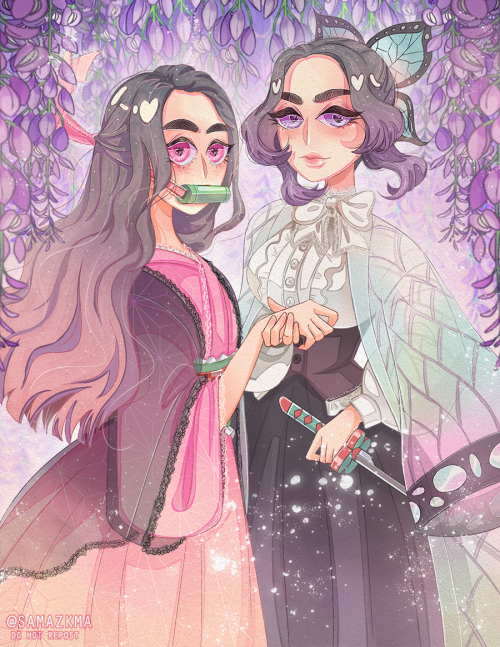 The Demon and The Butterfly.Nezuko and Shinobu are my favourite characters ;A; So I wanted to draw t