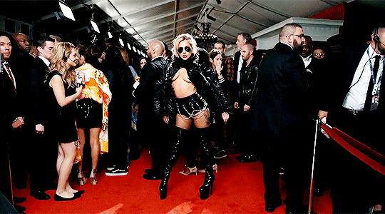 mother-gaga: Lady Gaga arrives at the 59th GRAMMY Awards at the Staples Center on