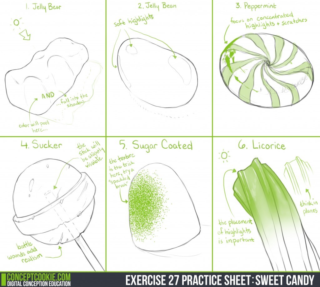 conceptcookie:  Exercise 27 Results: Shading Candy Step by Step by: Tim Von Rueden