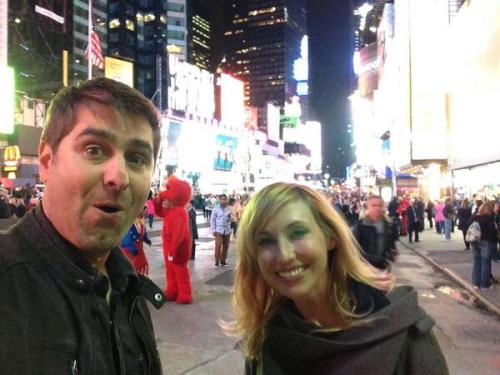 Tory Belleci and Kari Byron in Times Square.  NYC, keep a look out.